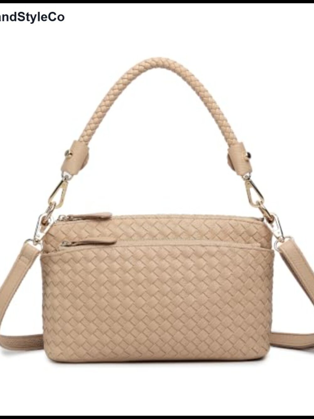 Vegan Leather Crossbody Bag Handwoven Small Shoulder Purse